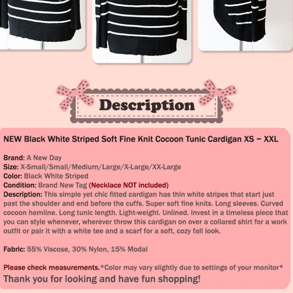 Last 1☝️Black White Striped Soft Cocoon Cardigan - Picture 7 of 7